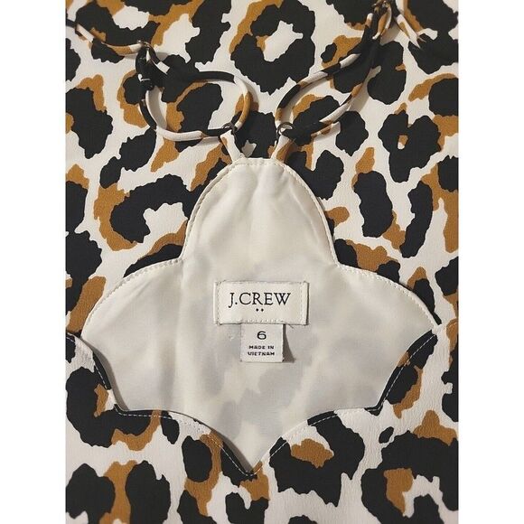 J. Crew Leopard Scalloped Cami Top Womens Size 6 MSRP $54 - Picture 2 of 7